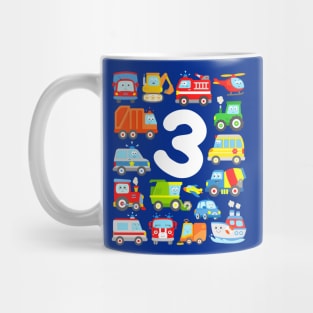 Vehicles Trucks Cars Kids 3 Years Birthday Mug